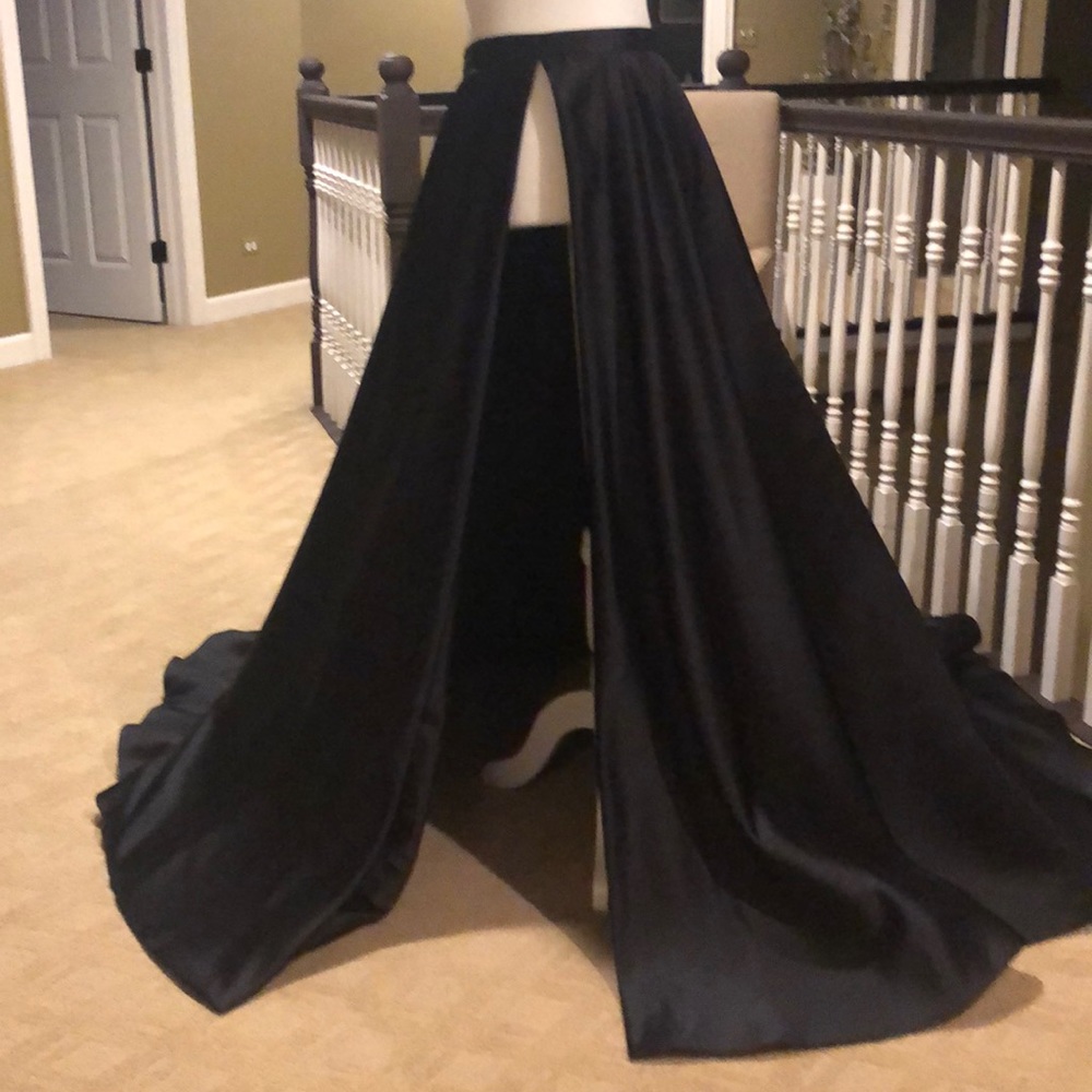 Satin overskirt.